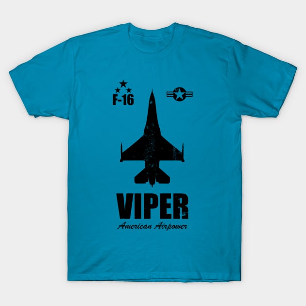 F-16 Viper (distressed) T-Shirt by TCP